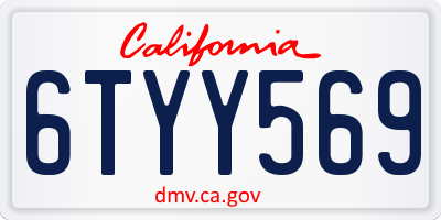 CA license plate 6TYY569