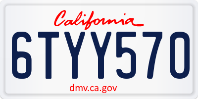 CA license plate 6TYY570