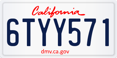 CA license plate 6TYY571
