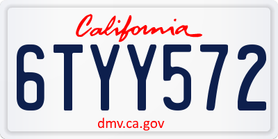 CA license plate 6TYY572