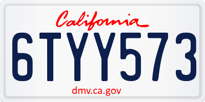 CA license plate 6TYY573