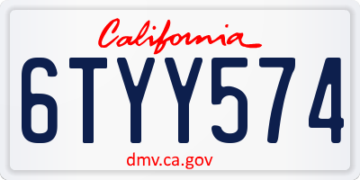 CA license plate 6TYY574