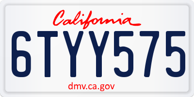 CA license plate 6TYY575