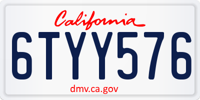 CA license plate 6TYY576