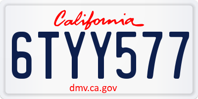 CA license plate 6TYY577