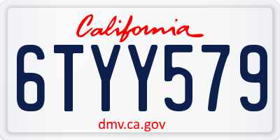 CA license plate 6TYY579