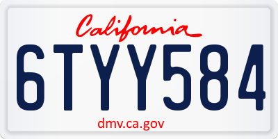 CA license plate 6TYY584