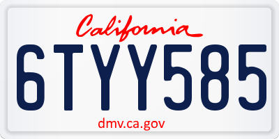 CA license plate 6TYY585