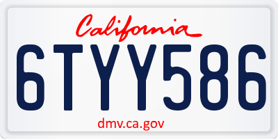 CA license plate 6TYY586