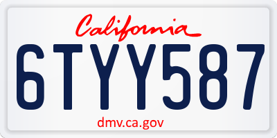 CA license plate 6TYY587