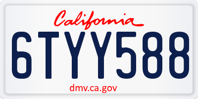 CA license plate 6TYY588