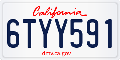 CA license plate 6TYY591