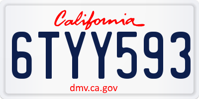 CA license plate 6TYY593