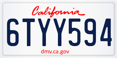CA license plate 6TYY594