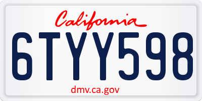 CA license plate 6TYY598