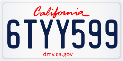 CA license plate 6TYY599