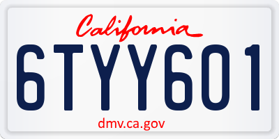 CA license plate 6TYY601