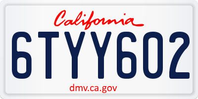 CA license plate 6TYY602