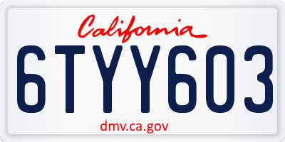 CA license plate 6TYY603