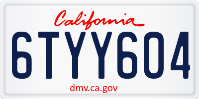 CA license plate 6TYY604