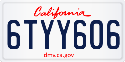 CA license plate 6TYY606