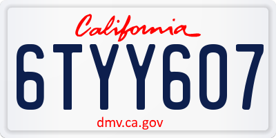 CA license plate 6TYY607