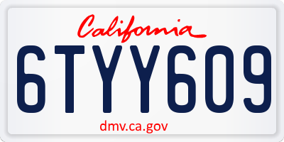 CA license plate 6TYY609