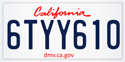 CA license plate 6TYY610