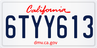 CA license plate 6TYY613