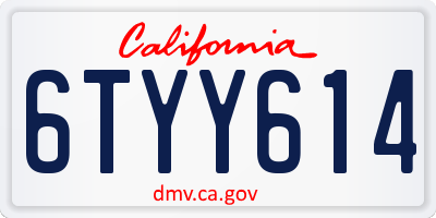 CA license plate 6TYY614
