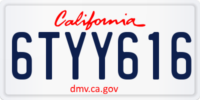 CA license plate 6TYY616