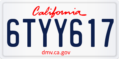 CA license plate 6TYY617