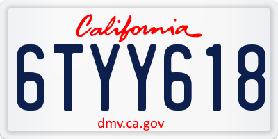 CA license plate 6TYY618