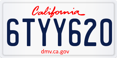 CA license plate 6TYY620