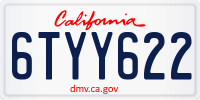 CA license plate 6TYY622