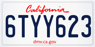 CA license plate 6TYY623
