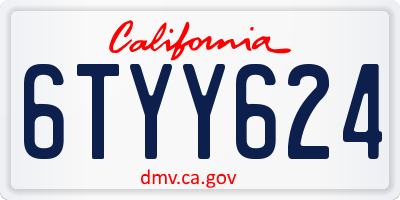 CA license plate 6TYY624