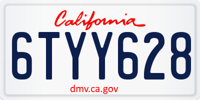 CA license plate 6TYY628