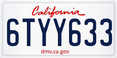 CA license plate 6TYY633