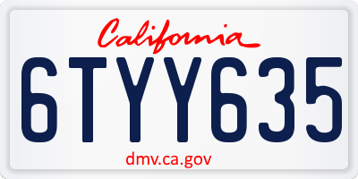 CA license plate 6TYY635
