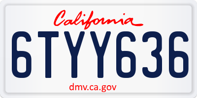 CA license plate 6TYY636