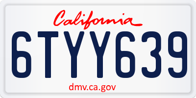 CA license plate 6TYY639