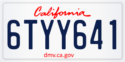CA license plate 6TYY641