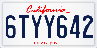 CA license plate 6TYY642