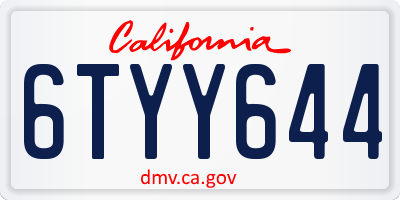 CA license plate 6TYY644