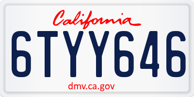 CA license plate 6TYY646
