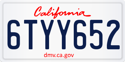 CA license plate 6TYY652