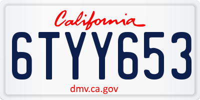 CA license plate 6TYY653