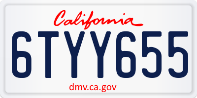 CA license plate 6TYY655