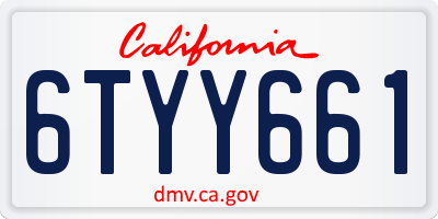 CA license plate 6TYY661